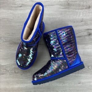 🍁 UGG 🍁 Women's Classic Short Sequin Blue Boots